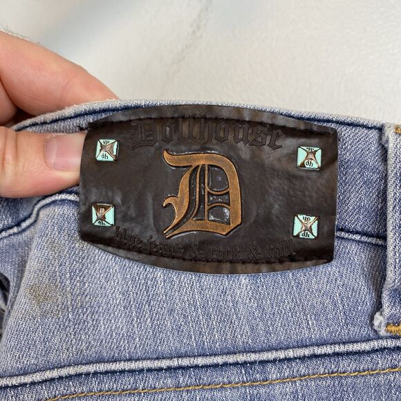 Dollhouse Jeans Womens 5 Blue Flare Bootcut Denim Stretch Y2K Button Pockets - Picture 6 of 15